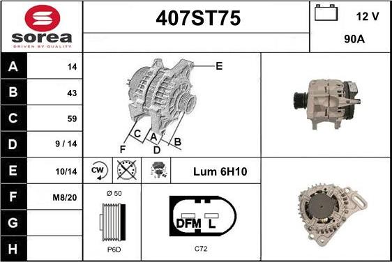 STARTCAR 407ST75 - Alternator autospares.lv