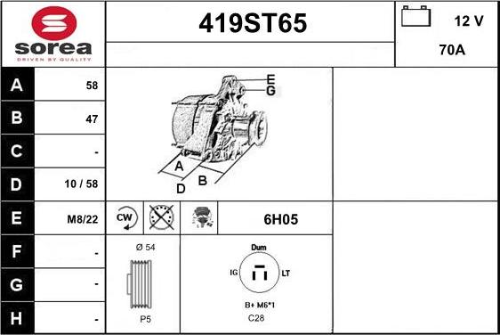 STARTCAR 419ST65 - Alternator autospares.lv