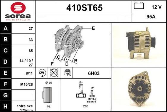 STARTCAR 410ST65 - Alternator autospares.lv