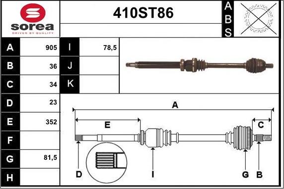 STARTCAR 410ST86 - Drive Shaft autospares.lv