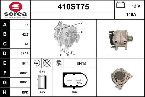 STARTCAR 410ST75 - Alternator autospares.lv