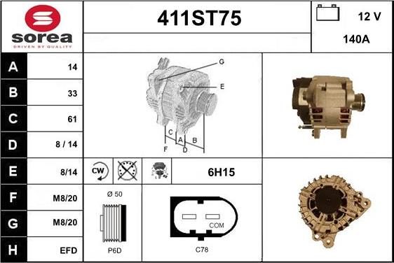 STARTCAR 411ST75 - Alternator autospares.lv