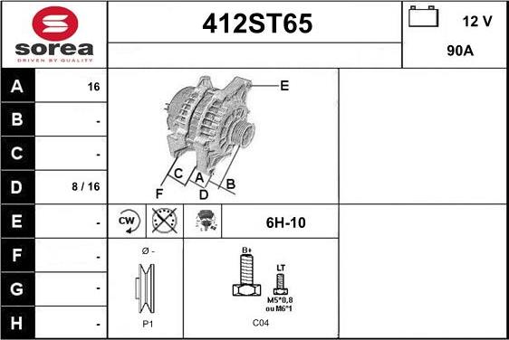 STARTCAR 412ST65 - Alternator autospares.lv