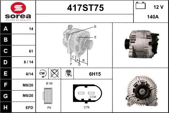 STARTCAR 417ST75 - Alternator autospares.lv