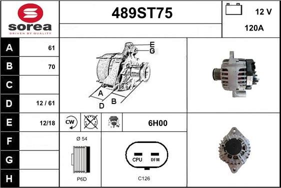 STARTCAR 489ST75 - Alternator autospares.lv