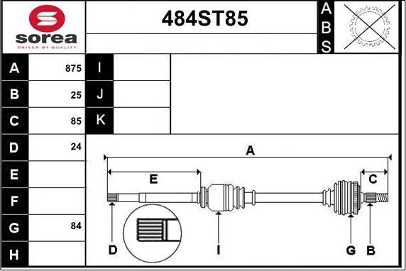 STARTCAR 484ST85 - Drive Shaft autospares.lv