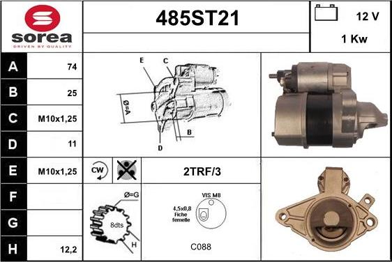 STARTCAR 485ST21 - Starter autospares.lv