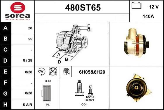 STARTCAR 480ST65 - Alternator autospares.lv