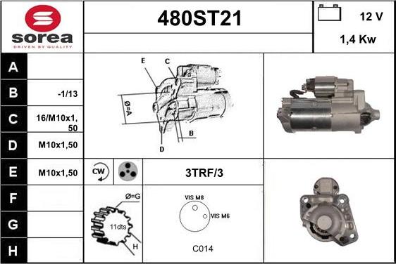 STARTCAR 480ST21 - Starter autospares.lv