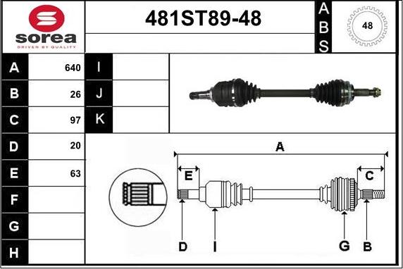 STARTCAR 481ST89-48 - Drive Shaft autospares.lv