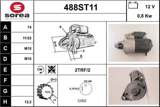 STARTCAR 488ST11 - Starter autospares.lv