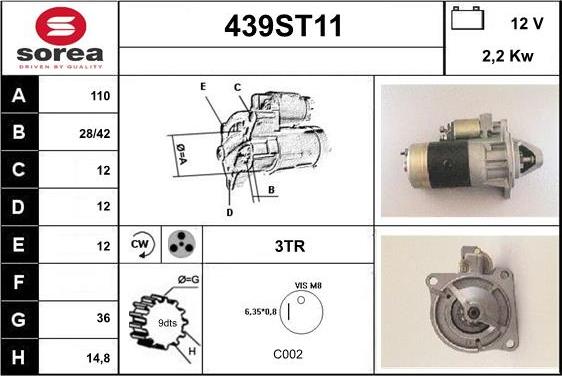 STARTCAR 439ST11 - Starter autospares.lv