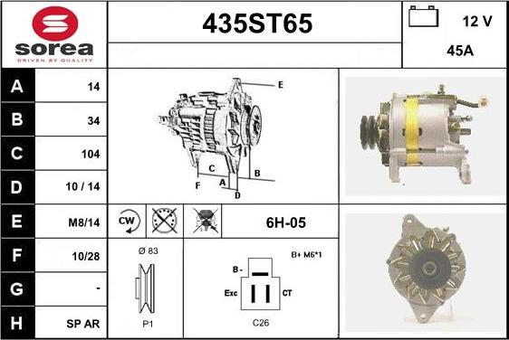 STARTCAR 435ST65 - Alternator autospares.lv