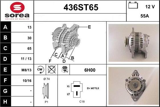 STARTCAR 436ST65 - Alternator autospares.lv