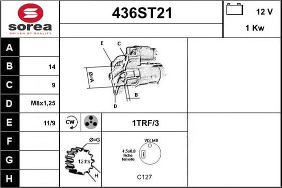 STARTCAR 436ST21 - Starter autospares.lv