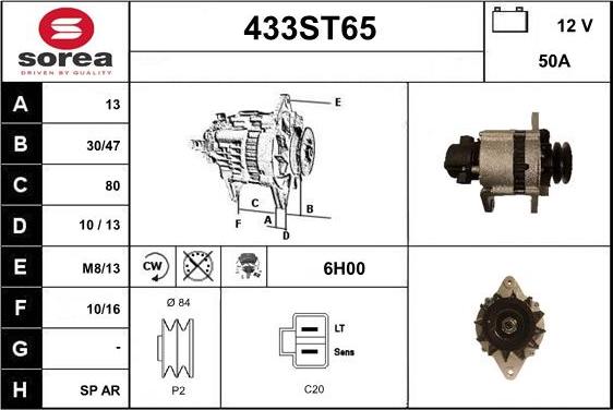 STARTCAR 433ST65 - Alternator autospares.lv