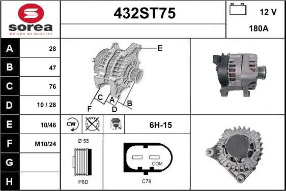 STARTCAR 432ST75 - Alternator autospares.lv