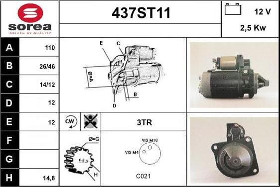 STARTCAR 437ST11 - Starter autospares.lv