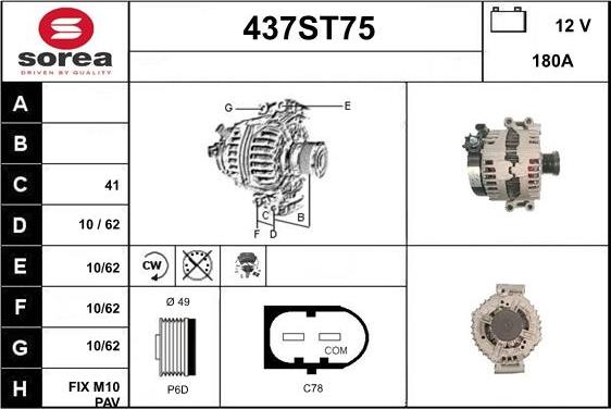 STARTCAR 437ST75 - Alternator autospares.lv