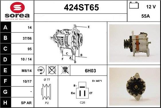 STARTCAR 424ST65 - Alternator autospares.lv