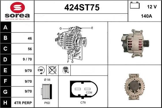 STARTCAR 424ST75 - Alternator autospares.lv