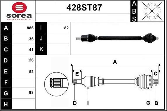 STARTCAR 428ST87 - Drive Shaft autospares.lv