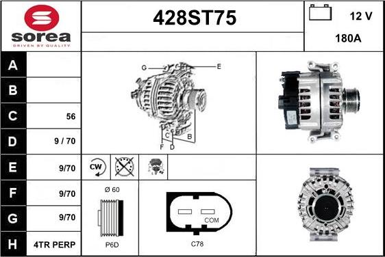 STARTCAR 428ST75 - Alternator autospares.lv