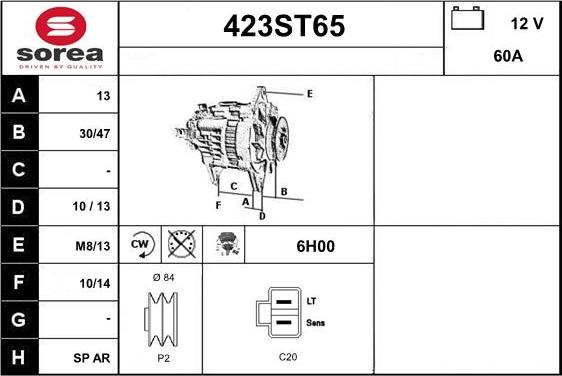 STARTCAR 423ST65 - Alternator autospares.lv