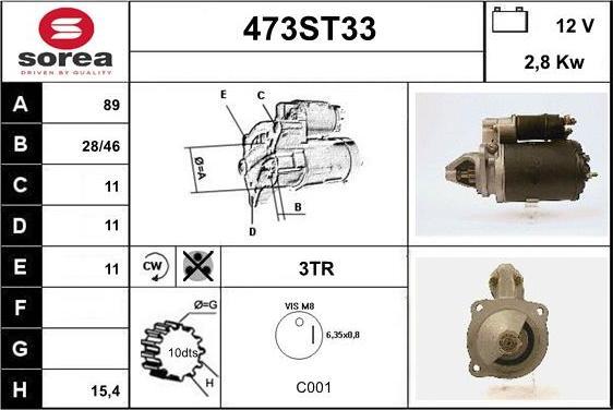 STARTCAR 473ST33 - Starter autospares.lv