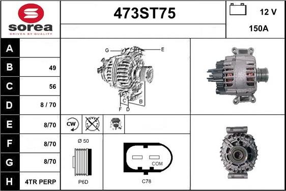 STARTCAR 473ST75 - Alternator autospares.lv