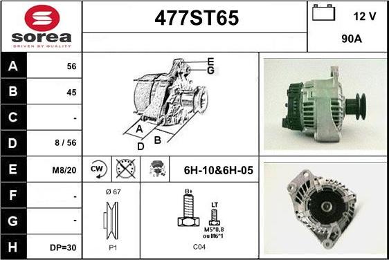 STARTCAR 477ST65 - Alternator autospares.lv