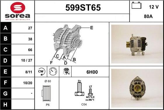 STARTCAR 599ST65 - Alternator autospares.lv