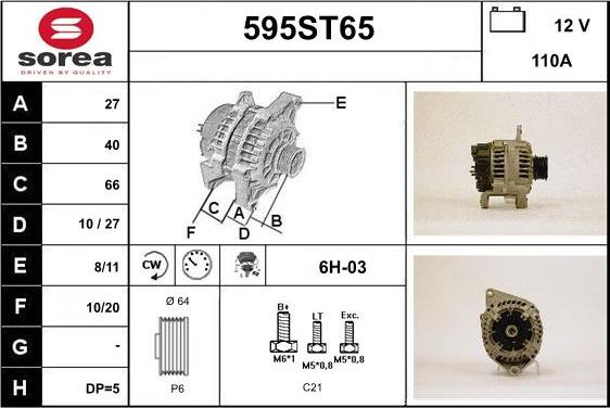 STARTCAR 595ST65 - Alternator autospares.lv