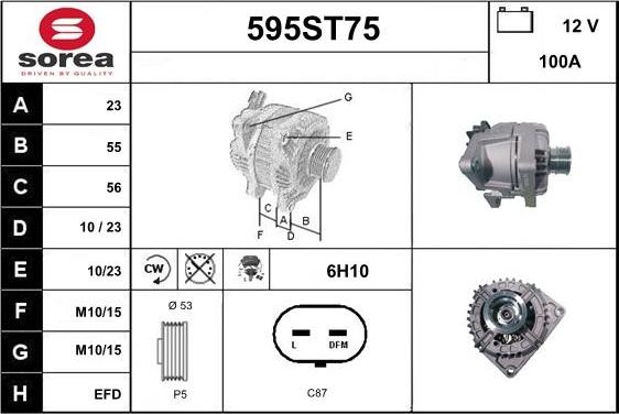 STARTCAR 595ST75 - Alternator autospares.lv