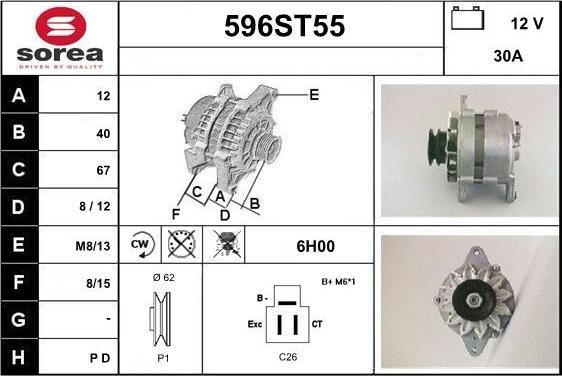 STARTCAR 596ST55 - Alternator autospares.lv