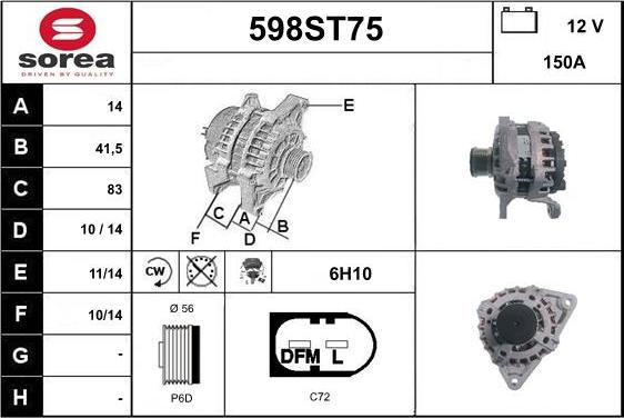 STARTCAR 598ST75 - Alternator autospares.lv