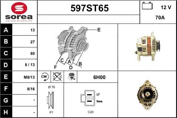 STARTCAR 597ST65 - Alternator autospares.lv