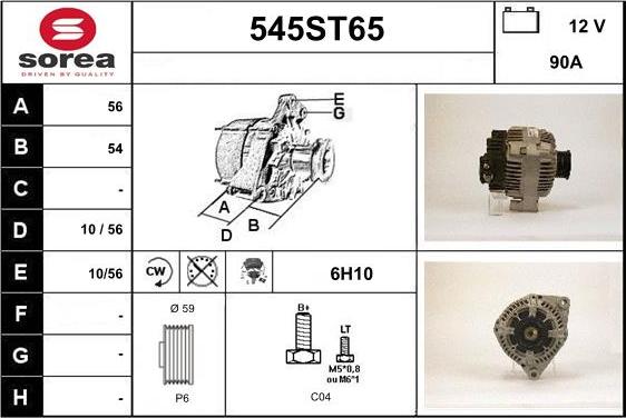 STARTCAR 545ST65 - Alternator autospares.lv