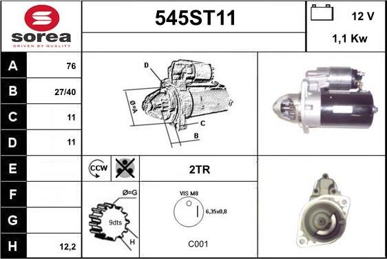 STARTCAR 545ST11 - Starter autospares.lv