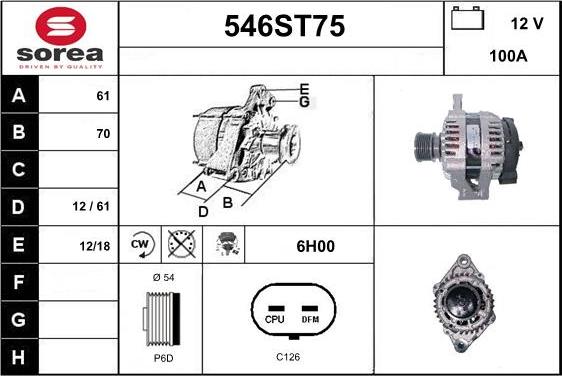 STARTCAR 546ST75 - Alternator autospares.lv