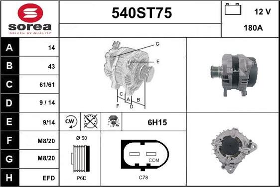 STARTCAR 540ST75 - Alternator autospares.lv