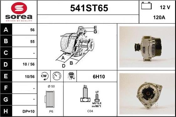 STARTCAR 541ST65 - Alternator autospares.lv