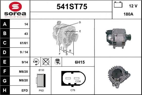 STARTCAR 541ST75 - Alternator autospares.lv