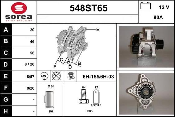 STARTCAR 548ST65 - Alternator autospares.lv