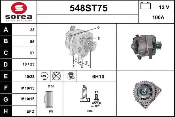 STARTCAR 548ST75 - Alternator autospares.lv