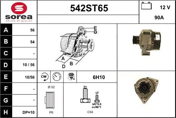 STARTCAR 542ST65 - Alternator autospares.lv