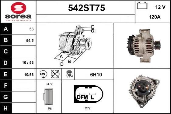 STARTCAR 542ST75 - Alternator autospares.lv