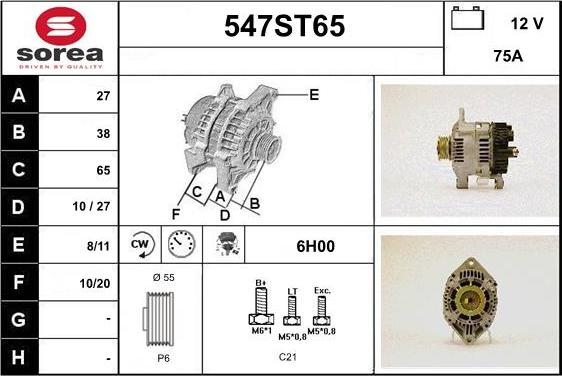 STARTCAR 547ST65 - Alternator autospares.lv