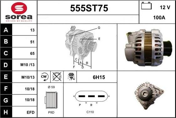 STARTCAR 555ST75 - Alternator autospares.lv