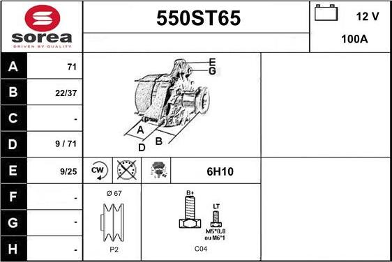 STARTCAR 550ST65 - Alternator autospares.lv